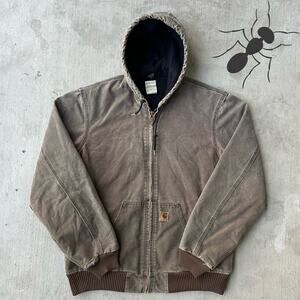 Vintage Y2K Carhartt J130 CHT brown hooded work wear jacket